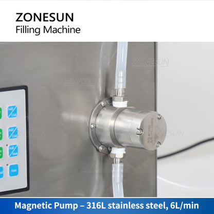 ZONESUN ZS-DTMP1D Magnetic Pump Liquid Filling Machine with Conveyor