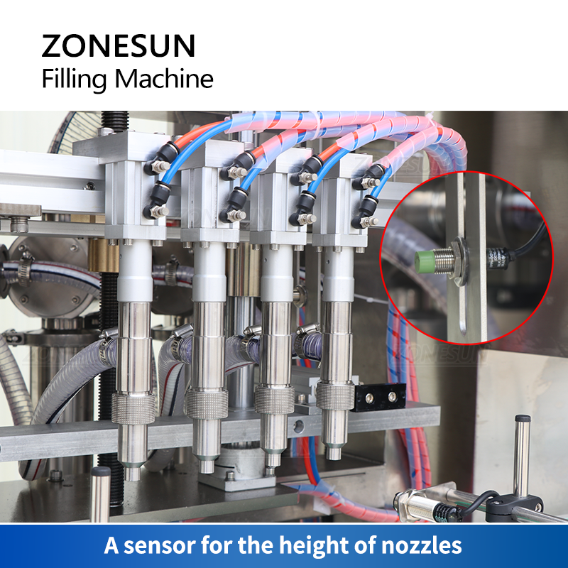 ZONESUN ZS-SV4P Máquina automática de llenado de pasta con bomba de pistón con servomotor de 4 boquillas 