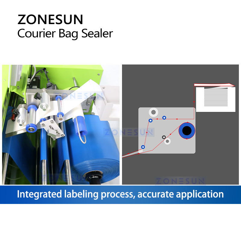 ZONESUN ZS-TB103 Automatic Courier Bag Sealing and Labeling Machine