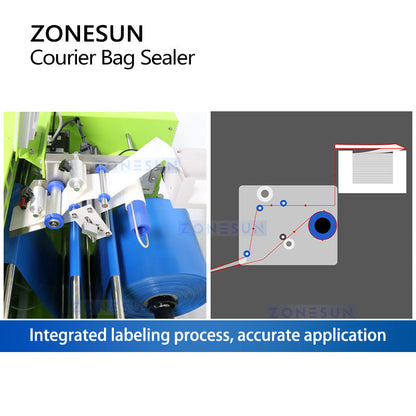 ZONESUN ZS-TB103 Automatic Courier Bag Sealing and Labeling Machine