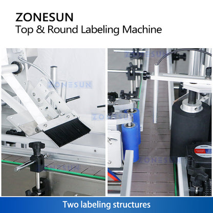 ZONESUN ZS-TB822P Automatic Top and Round Bottle Labeling Machine