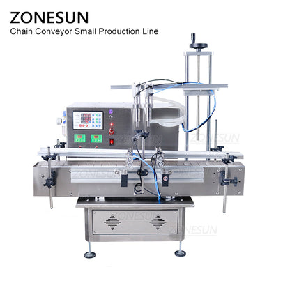 ZONESUN Piccola linea di produzione di tappatura di riempimento pneumatica automatica ed etichettatura piatta