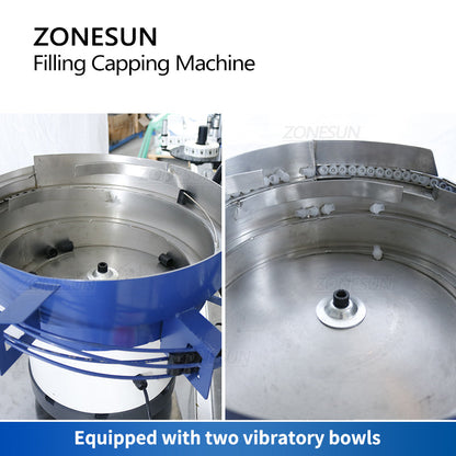 ZONESUN ZS‑AFC11 Roll‑on Bottle Filling&Capping Machine & Dual Feeders