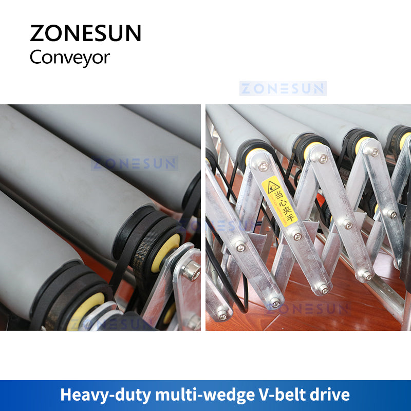 ZONESUN ZS-FCR600 Rubber Covered Flexible Extendable V Belt Conveyor