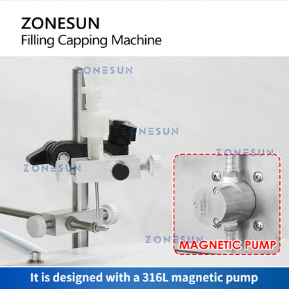 ZONESUN ZS-AFC7 Single Nozzle Magnetic Pump Filling Capping Machine