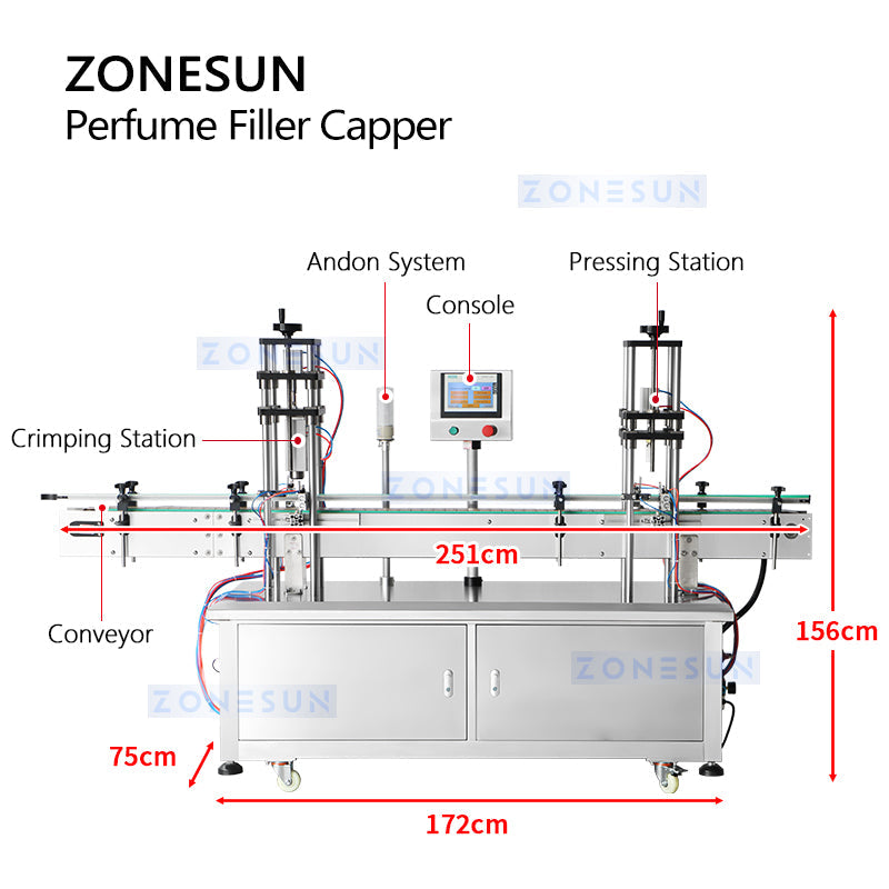 ZONESUN ZS-FAL180X Auto Perfume Bottle Vacuum Filling Capping Machine