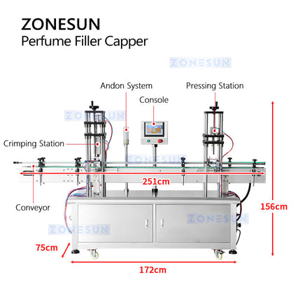 ZONESUN ZS-FAL180X Auto Perfume Bottle Vacuum Filling Capping Machine