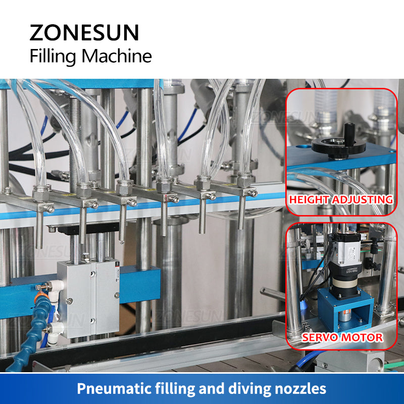 ZONESUN ZS‑YT6T‑6PX 6Head Servo Piston Paste Filling Machine with Pump