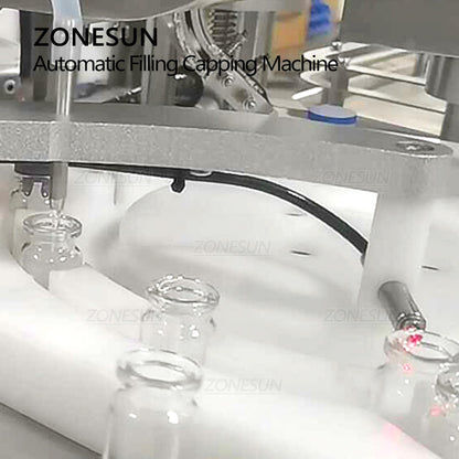 ZONESUN Macchina automatica per il riempimento e la tappatura di liquidi con pompa peristaltica per bottiglie di penicillina con alimentatore per tappi 