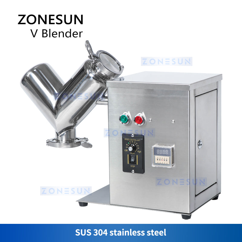 ZONESUN ZS‑V2 V‑type Powder Mixing Machine for Dry Powder & Granules