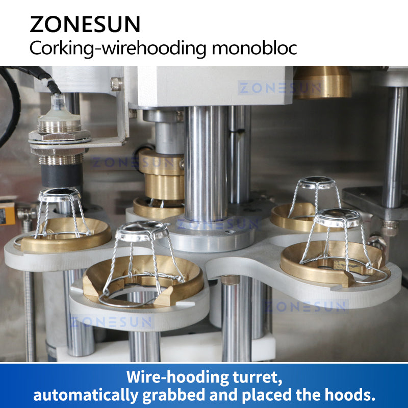 ZONESUN ZS-YG17 Automatic Wine Bottle Corking and Wire Hooding Machine