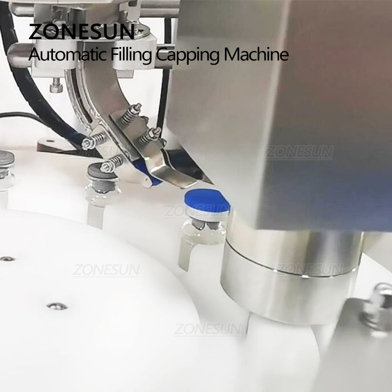 ZONESUN Macchina automatica per il riempimento e la tappatura di liquidi con pompa peristaltica per bottiglie di penicillina con alimentatore per tappi 