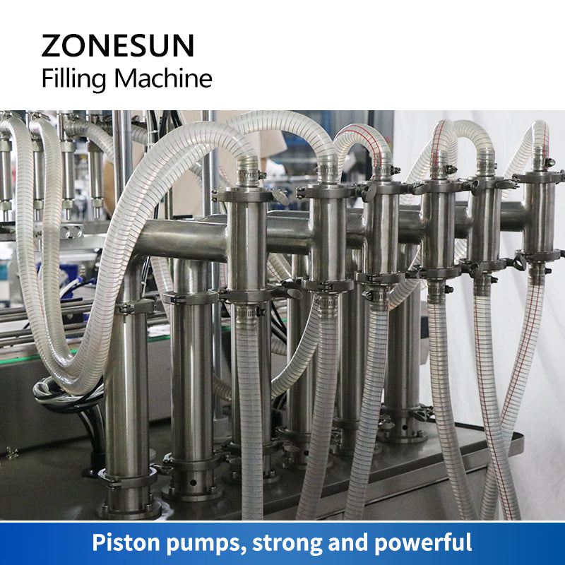 ZONESUN ZS‑YT6T‑6V 6‑Head Piston Pump Liquid Filler with Mixing Tank