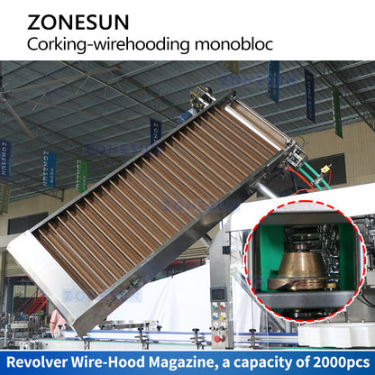 ZONESUN ZS-YG17 Automatic Wine Bottle Corking and Wire Hooding Machine