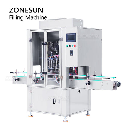 ZONESUN ZS-SV4P Máquina automática de llenado de pasta con bomba de pistón con servomotor de 4 boquillas 