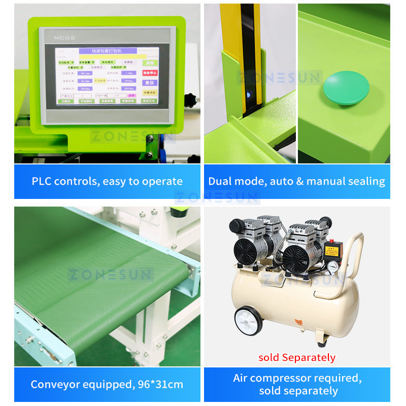 ZONESUN ZS-TB103 Automatic Courier Bag Sealing and Labeling Machine