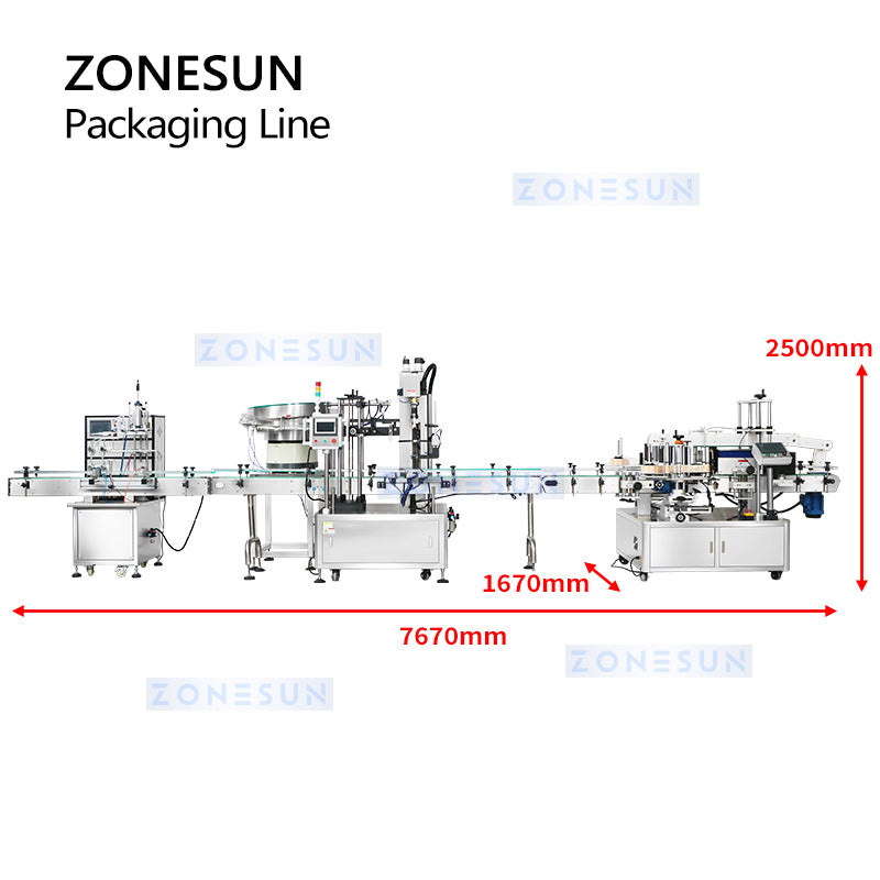 ZONESUN ZS-MPCL1 Auto Trigger Bottle Filling Capping Labeling Line