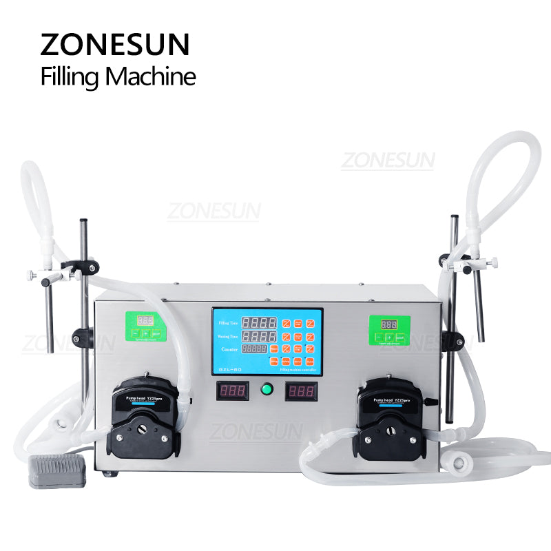 ZONESUN Semi-auto Liquid Filling Machine with Dual Nozzles