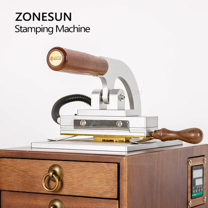 ZONESUN WT‑90XT Walnut Desktop Hot Stamping Machine with Drawer