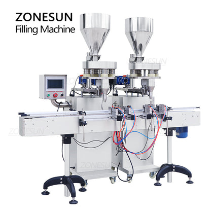 ZONESUN ZS-KL01 2-Nozzle Granule Powder Filler with Dual Hoppers