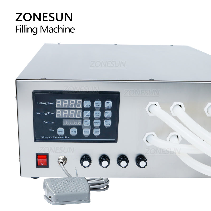 ZONESUN 20-17000ml Semi-Automatic 4 Nozzles Liquid Filling Machine