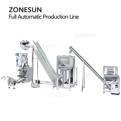 ZONESUN ZS-FAL180X6 Auto Powder Mixing Feeding Filling Sealing Line