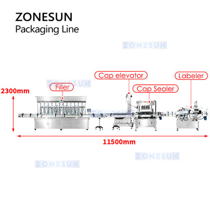 ZONESUN ZS-FAL180Z4 5L Oil Filling Capping Double Labeling Line
