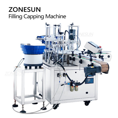 ZONESUN ZS‑AFC11 Roll‑on Bottle Filling&Capping Machine & Dual Feeders