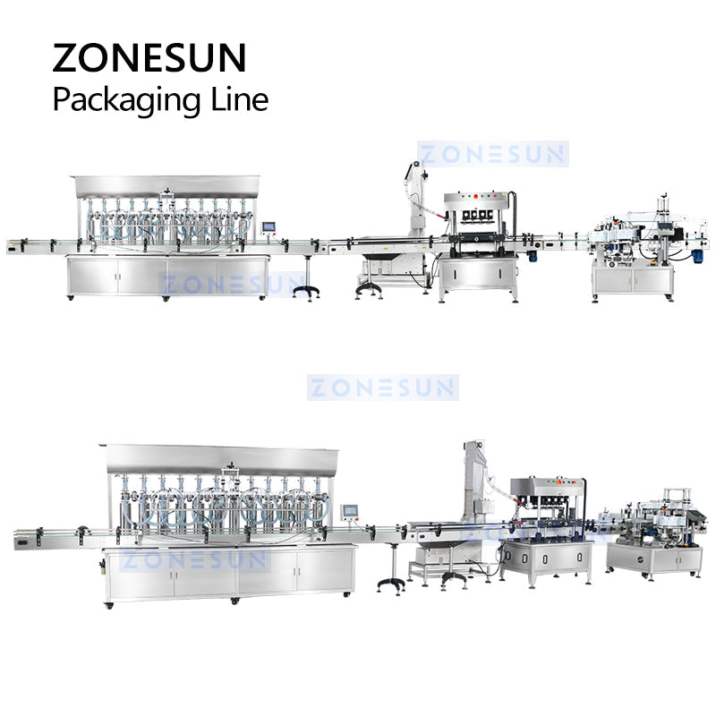 ZONESUN ZS-FAL180Z4 5L Oil Filling Capping Double Labeling Line