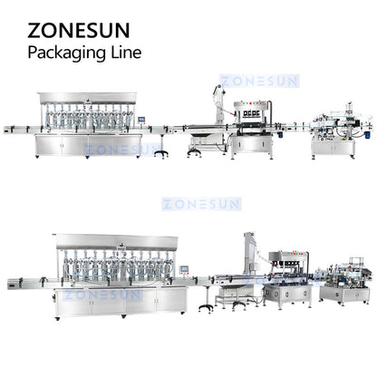 ZONESUN ZS-FAL180Z4 5L Oil Filling Capping Double Labeling Line