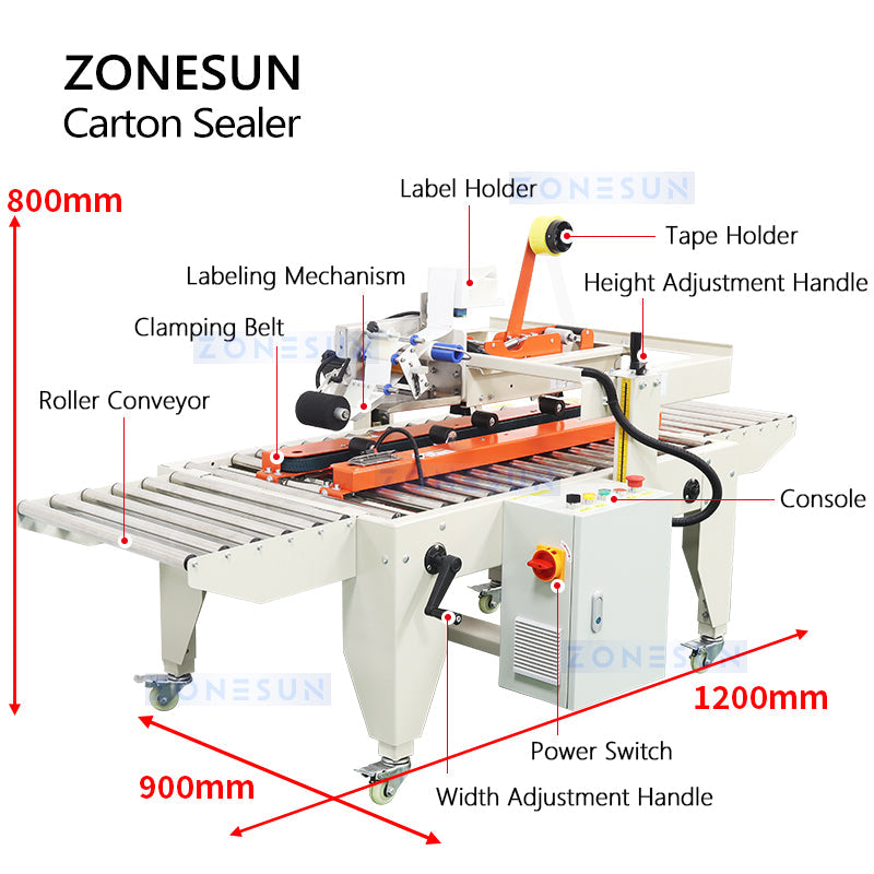 ZONESUN ZS-FKC4650 Automatic Carton Sealing and Labeling Machine