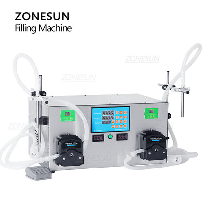 ZONESUN Semi-auto Liquid Filling Machine with Dual Nozzles