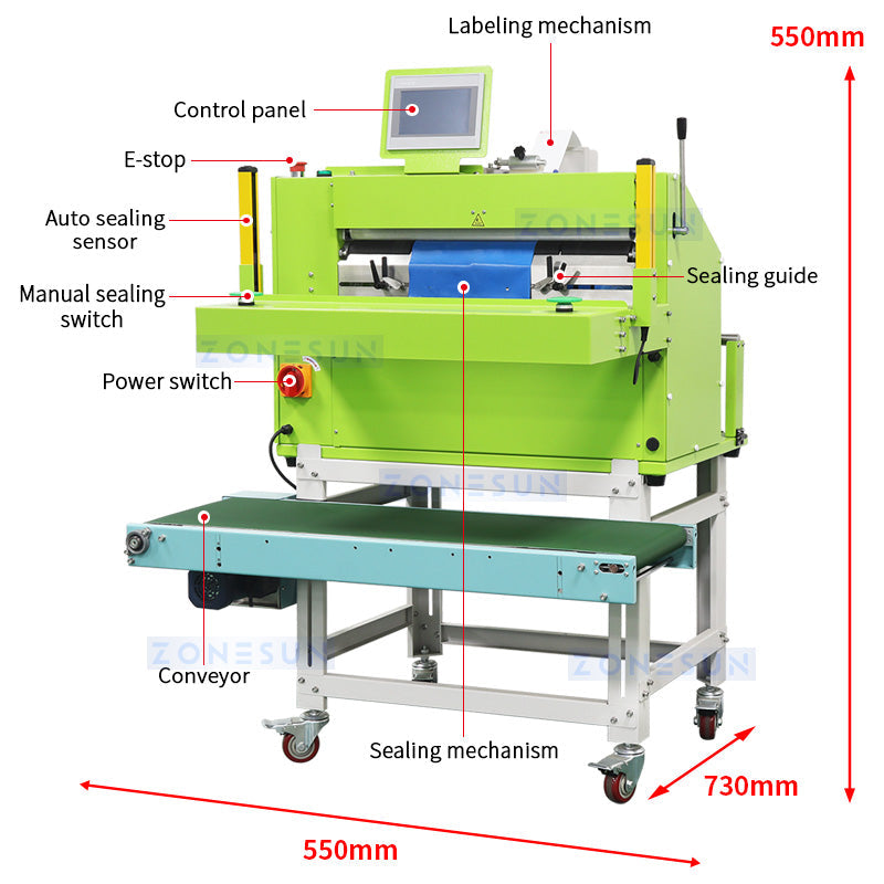 ZONESUN ZS-TB103 Automatic Courier Bag Sealing and Labeling Machine