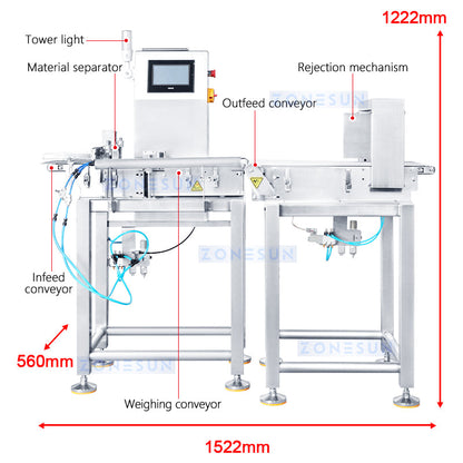 ZONESUN ZS-MD210 Industrial Check Weigher for Packaging Lines