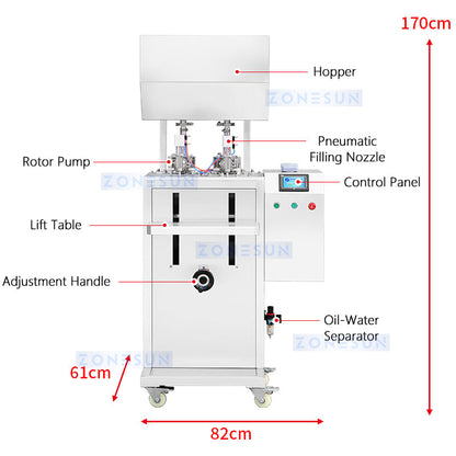 ZONESUN ZS-GTRP2 Semi-automatic Dual Nozzle Rotor Pump Filling Machine
