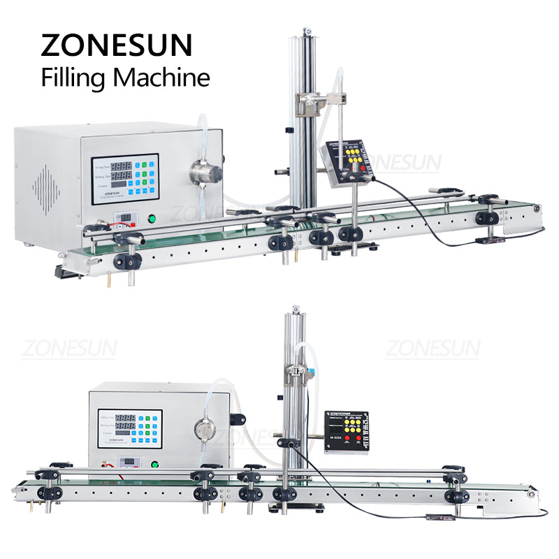 ZONESUN ZS-DTMP1D Magnetic Pump Liquid Filling Machine with Conveyor
