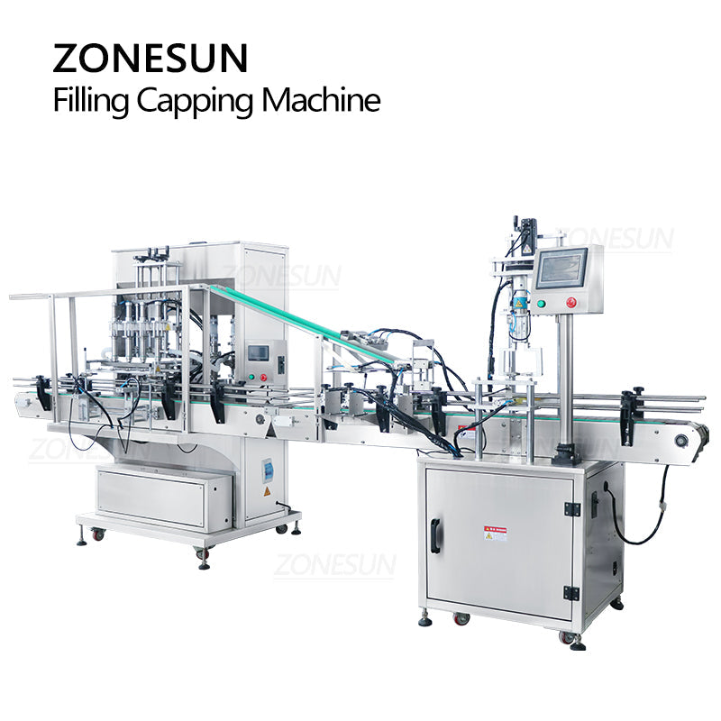 ZONESUN ZS-FAL180A9 4-Nozzle Paste Liquid Filling&Bottle Capping Line