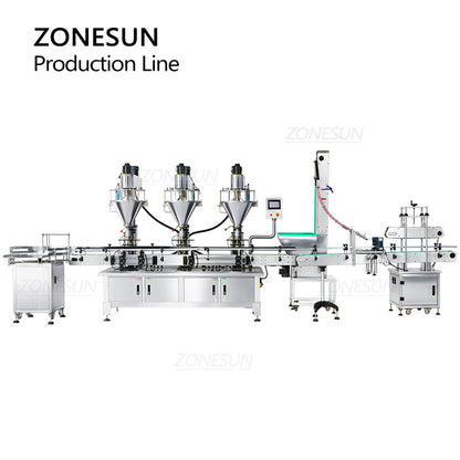 ZONESUN ZS‑FMYG1 Servo Auger Powder Filling & Capping Production Line