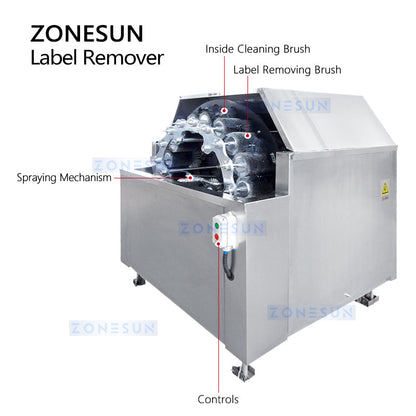 ZONESUN ZS-BLR18 Bottle Label Remover with 18-Station Rotating Wheel