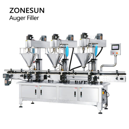 ZONESUN ZS-FM4A Auto 3 Heads Servo Motor Auger Powder Filling Machine