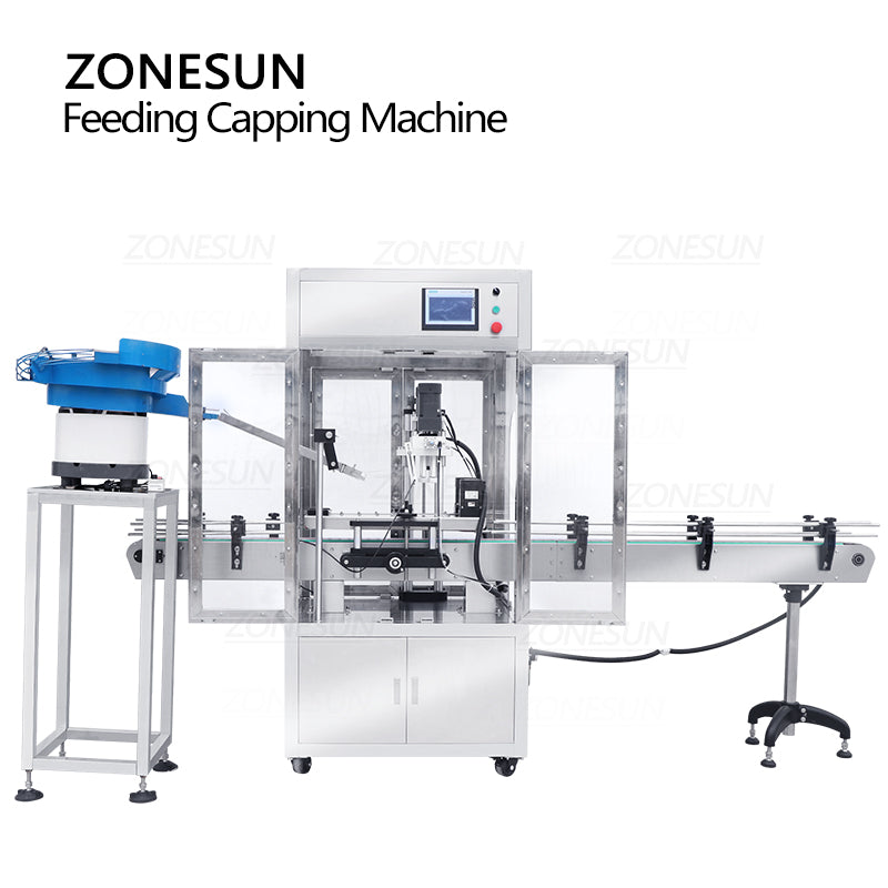 ZONESUN ZS-XG440DV Auto Capping Machine with Cap Feeder & Dust Cover