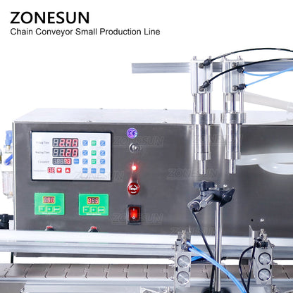 ZONESUN Piccola linea di produzione di tappatura di riempimento pneumatica automatica ed etichettatura piatta