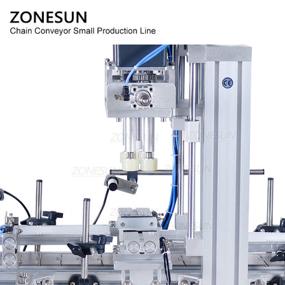 ZONESUN Piccola linea di produzione di tappatura di riempimento pneumatica automatica ed etichettatura piatta