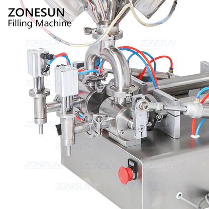 ZONESUN 2 Heads Paste Sauce Jam Filling Machine with Mixer & Heater