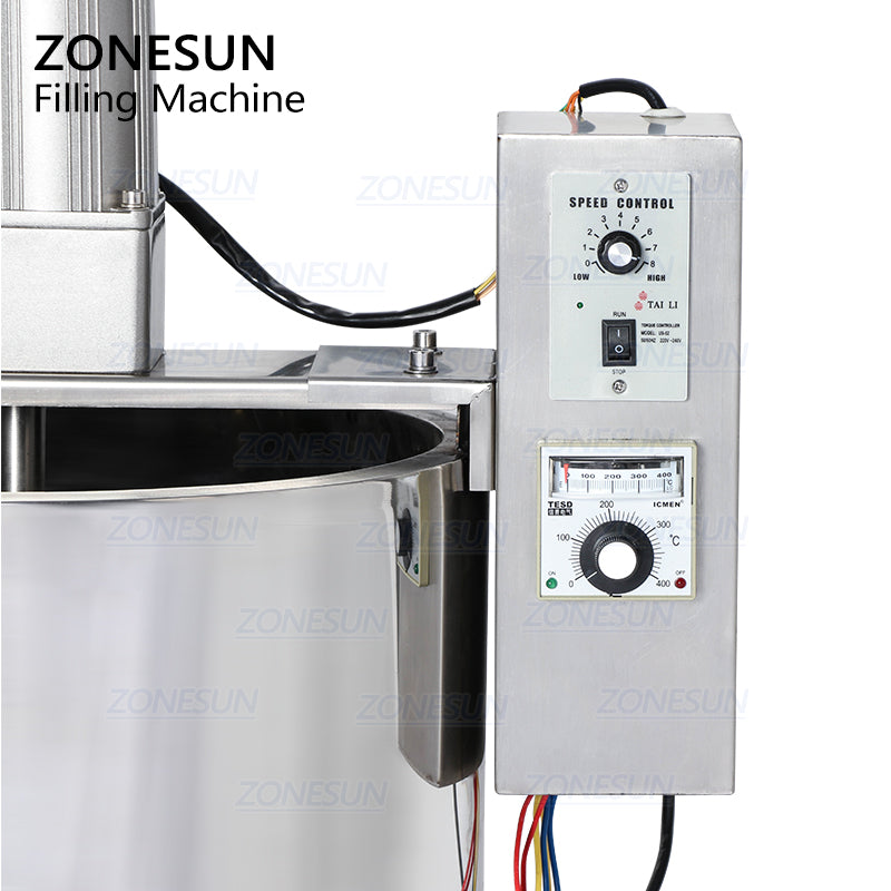 ZONESUN 2 Heads Paste Sauce Jam Filling Machine with Mixer & Heater