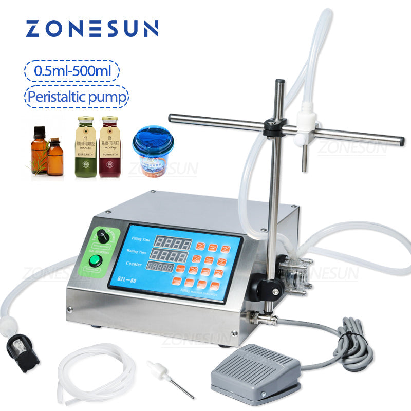 ZONESUN Single Nozzle Peristaltic Pump Digital Liquid Filling Machine