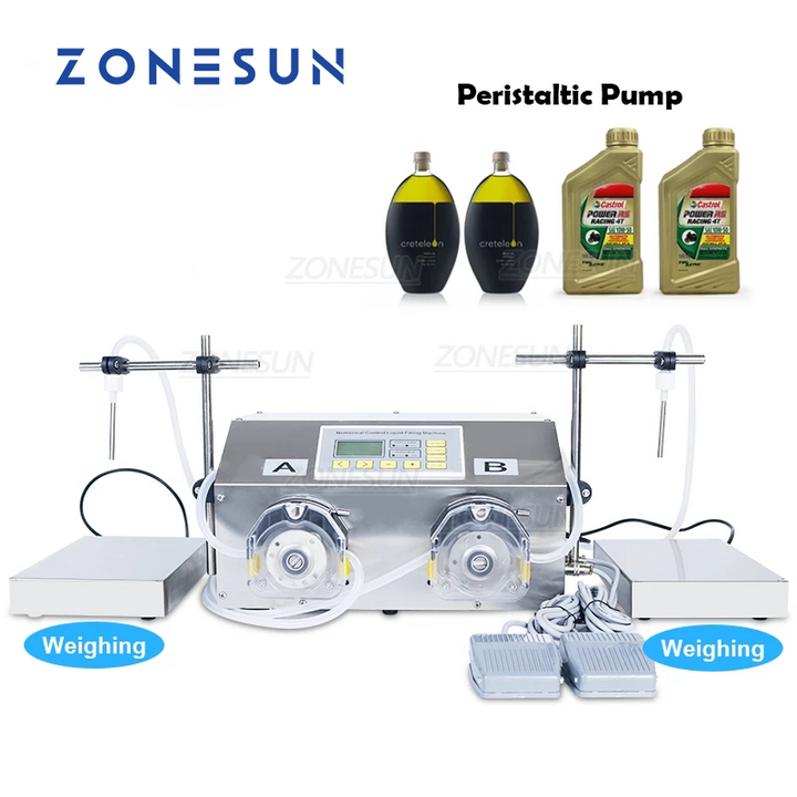 ZONESUN ZS-PP532W Flüssigkeits-Abfüllmaschine mit Waage und zwei Düsen