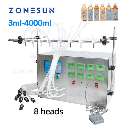 ZONESUN Digital Control 8 Nozzles Diaphragm Pump Liquid Filling Machine