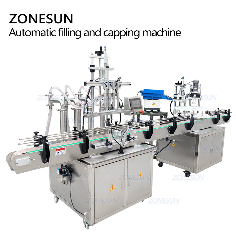 ZONESUN Electric 4‑Nozzles Cylinder Pump Liquid Filling & Capping Line