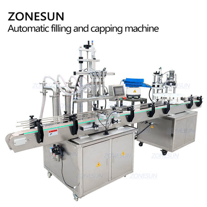 ZONESUN Electric 4‑Nozzles Cylinder Pump Liquid Filling & Capping Line